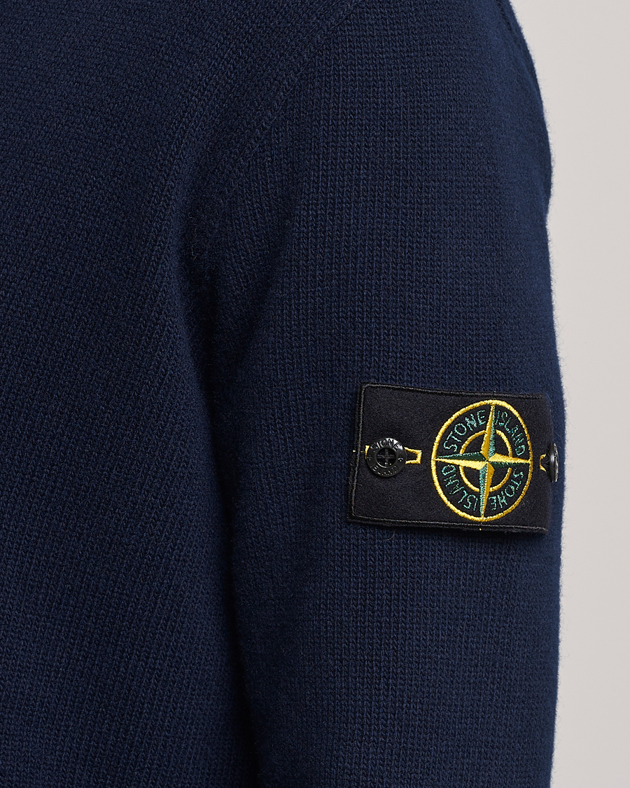 Herre | Trøjer | Stone Island | Knitted Geelong Wool Cardigan Navy Blue