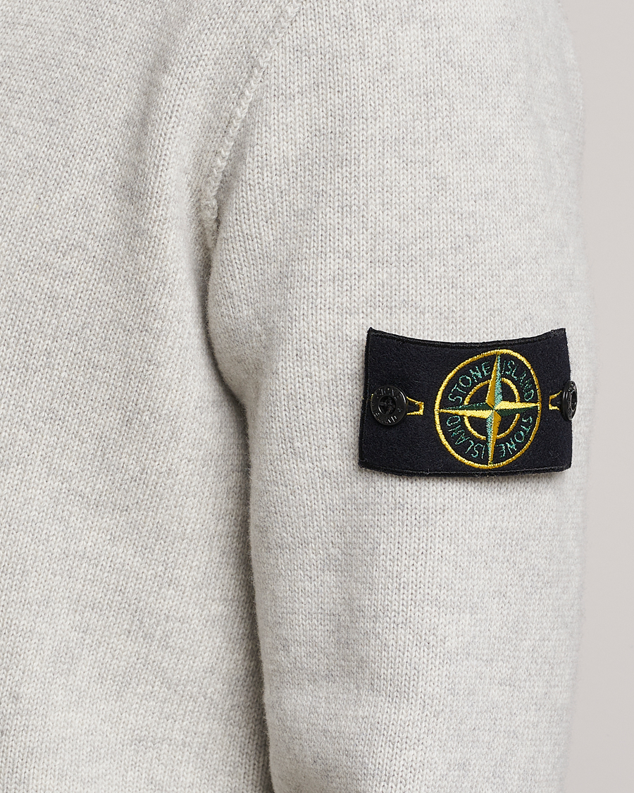 Herre | Trøjer | Stone Island | Knitted Geelong Wool Cardigan Pearl Grey