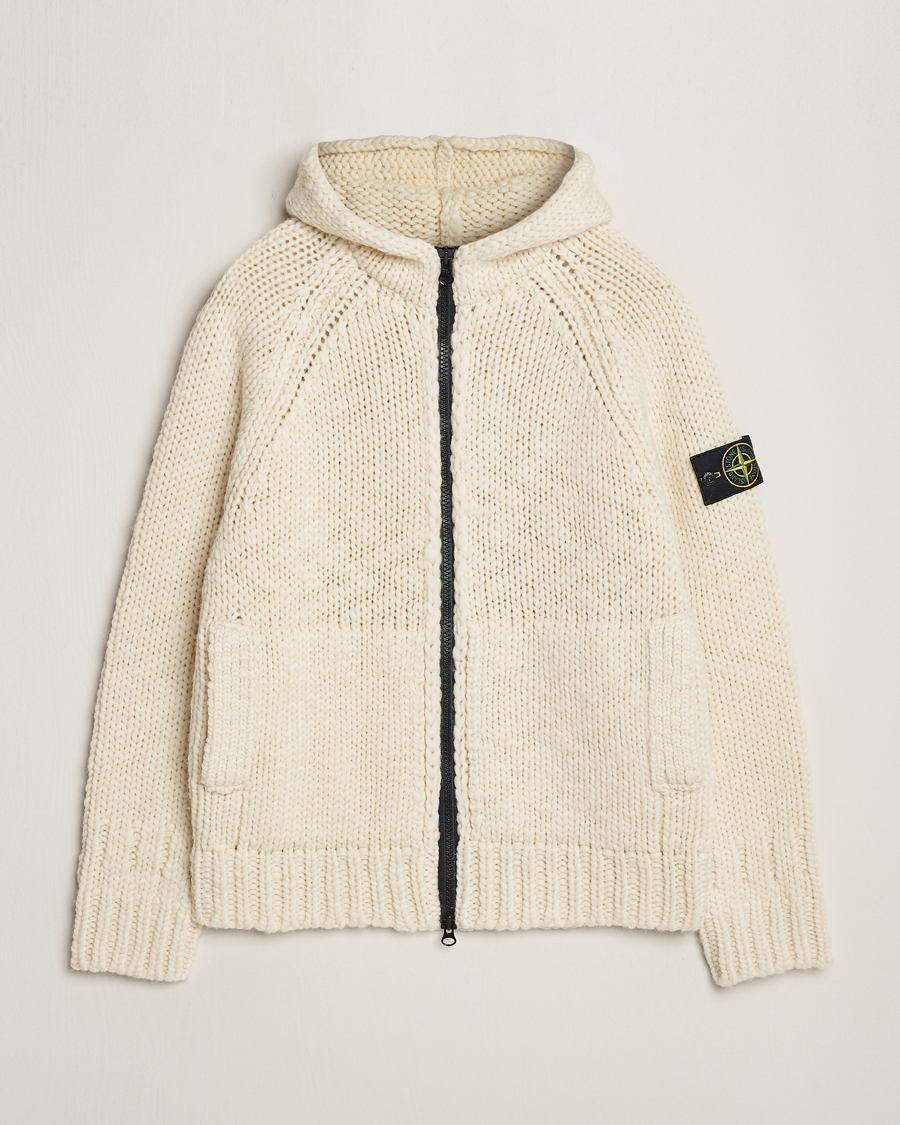 Herre | Trøjer | Stone Island | Pure Wool Handmade effect Zip Cardigan Plaster