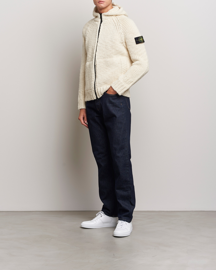 Herre | Trøjer | Stone Island | Pure Wool Handmade effect Zip Cardigan Plaster