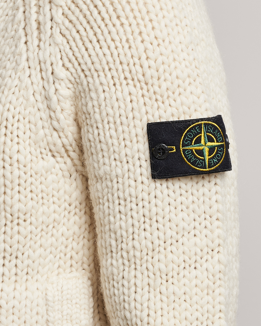 Herre | Trøjer | Stone Island | Pure Wool Handmade effect Zip Cardigan Plaster