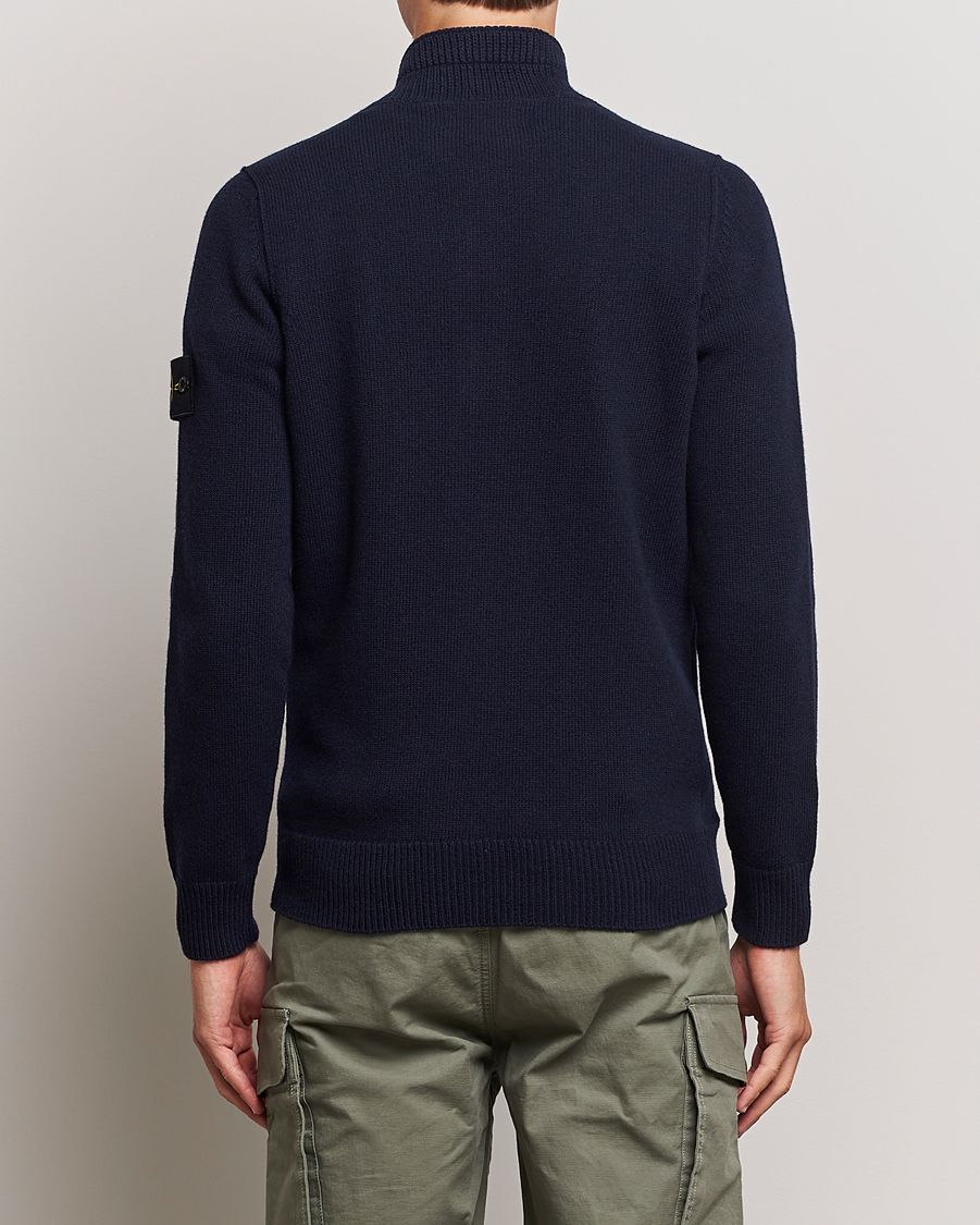 Herre | Trøjer | Stone Island | Knitted Lambwool Half Button Zip Navy Blue