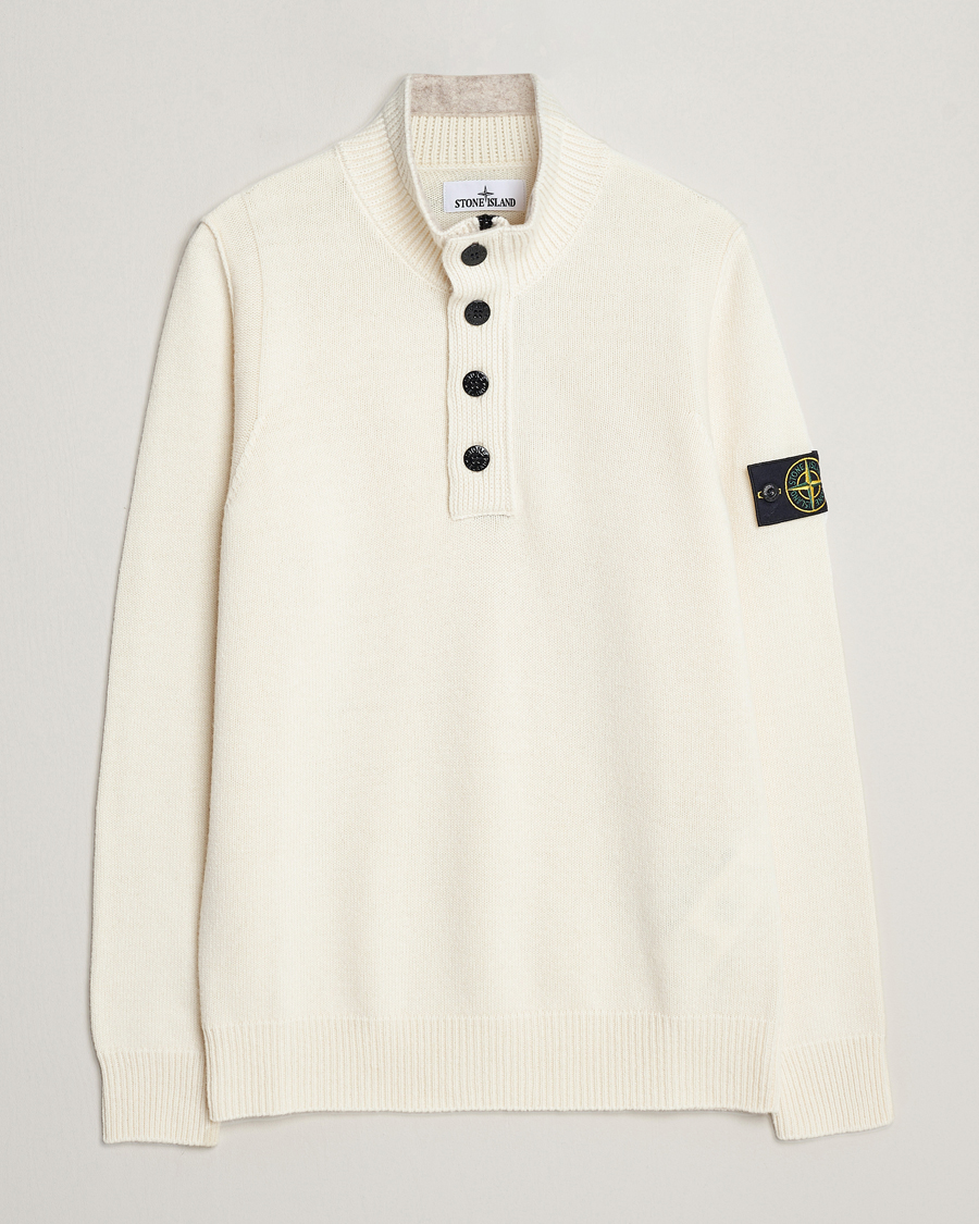 Herre | Trøjer | Stone Island | Knitted Lambwool Half Button Zip Natural
