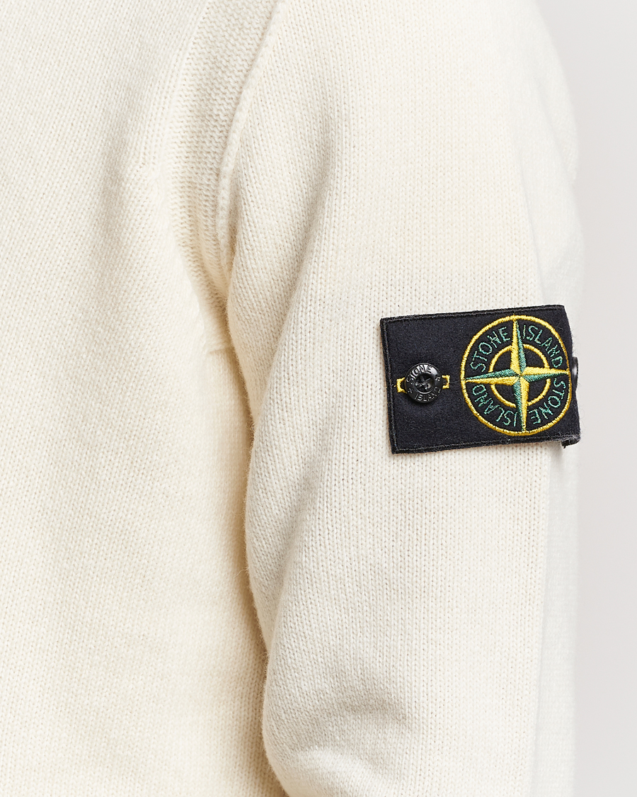Herre | Trøjer | Stone Island | Knitted Lambwool Half Button Zip Natural