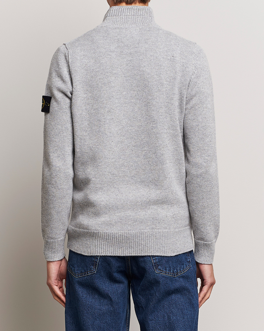 Herre | Trøjer | Stone Island | Knitted Lambwool Half Button Zip Melange Grey