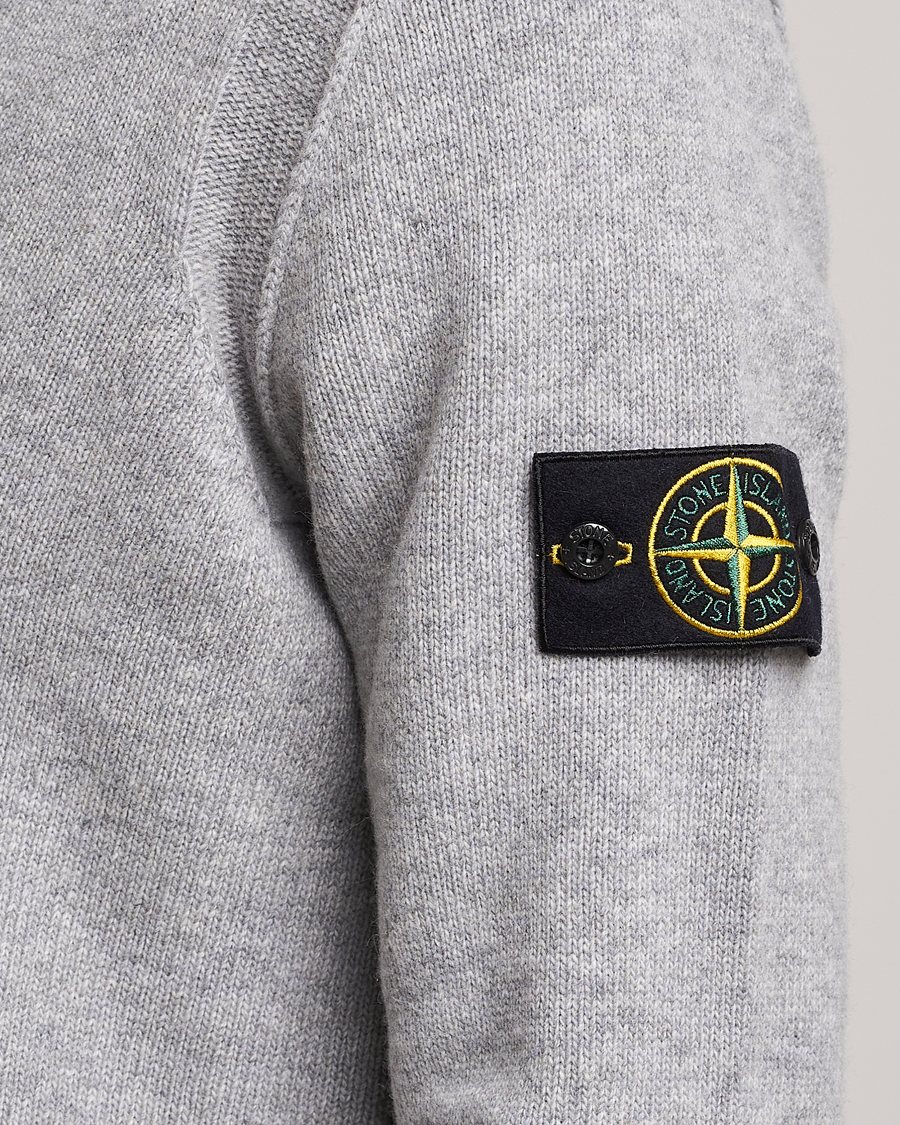 Herre | Trøjer | Stone Island | Knitted Lambwool Half Button Zip Melange Grey