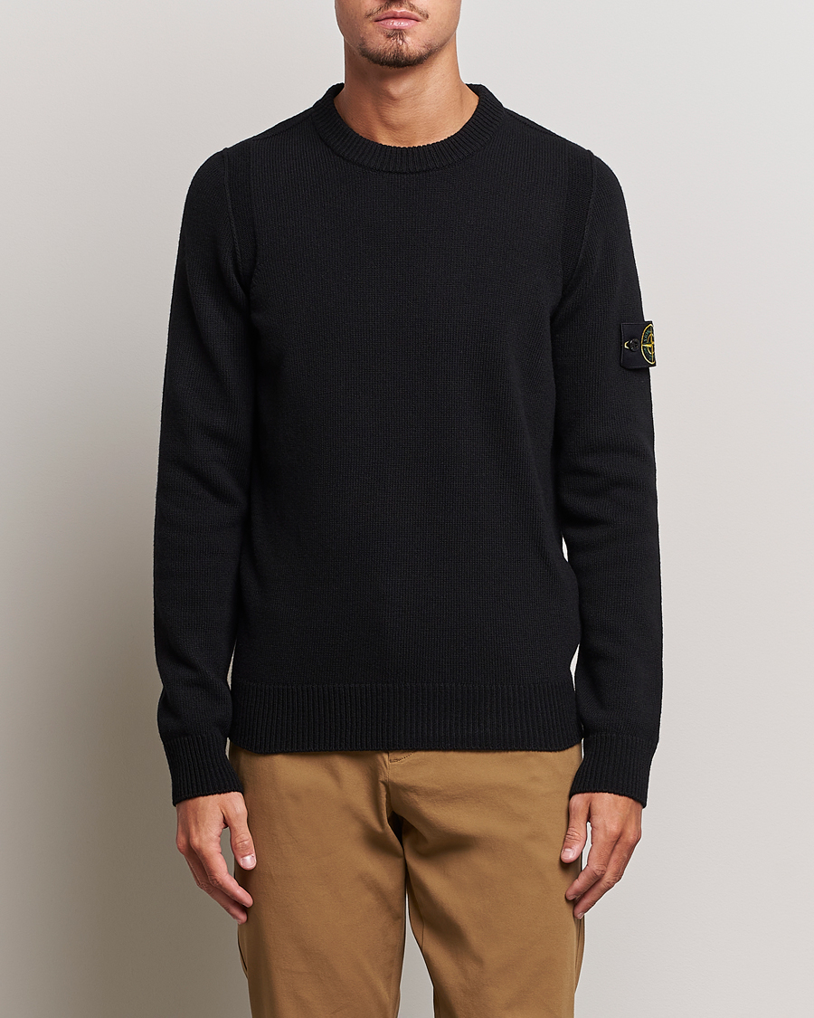Herre | Strikkede trøjer | Stone Island | Knitted Lambwool Sweater Black