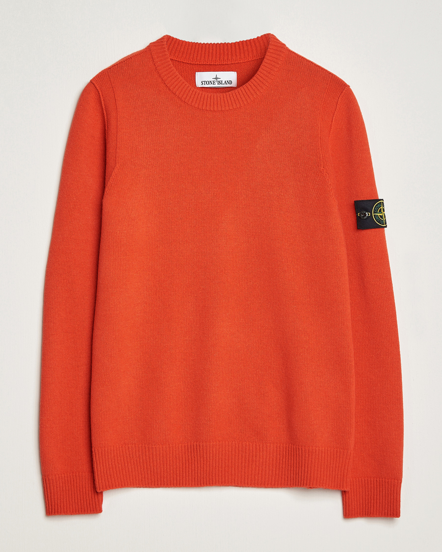 Herre | Trøjer | Stone Island | Knitted Lambwool Sweater Orange Red