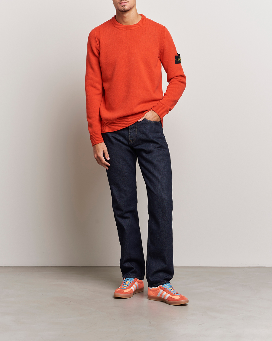 Herre | Trøjer | Stone Island | Knitted Lambwool Sweater Orange Red