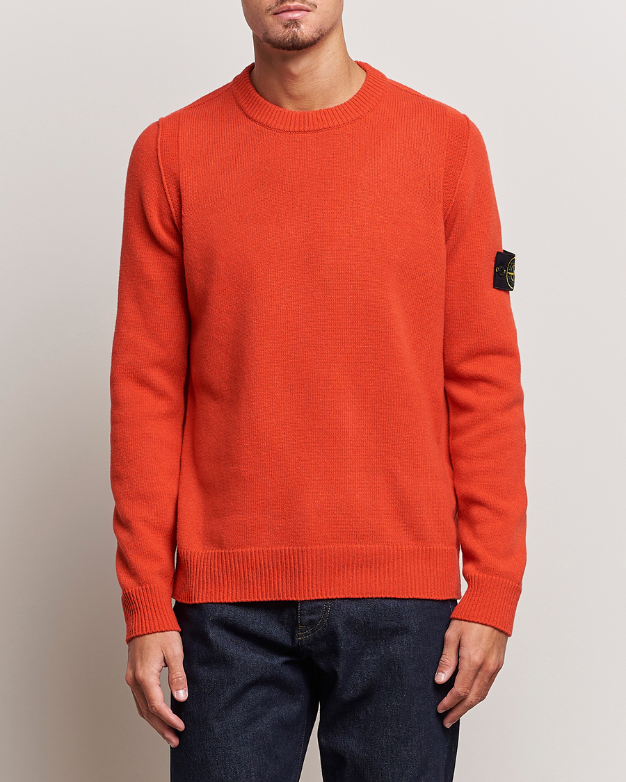 Herre | Strikkede trøjer | Stone Island | Knitted Lambwool Sweater Orange Red