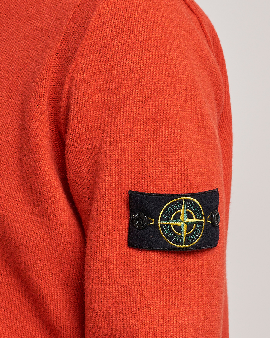 Herre | Trøjer | Stone Island | Knitted Lambwool Sweater Orange Red