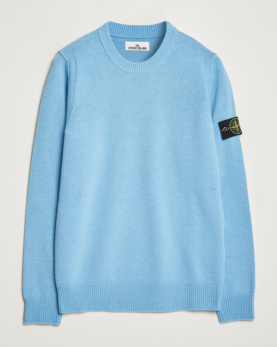 Herre |  | Stone Island | Knitted Lambwool Sweater Sky Blue
