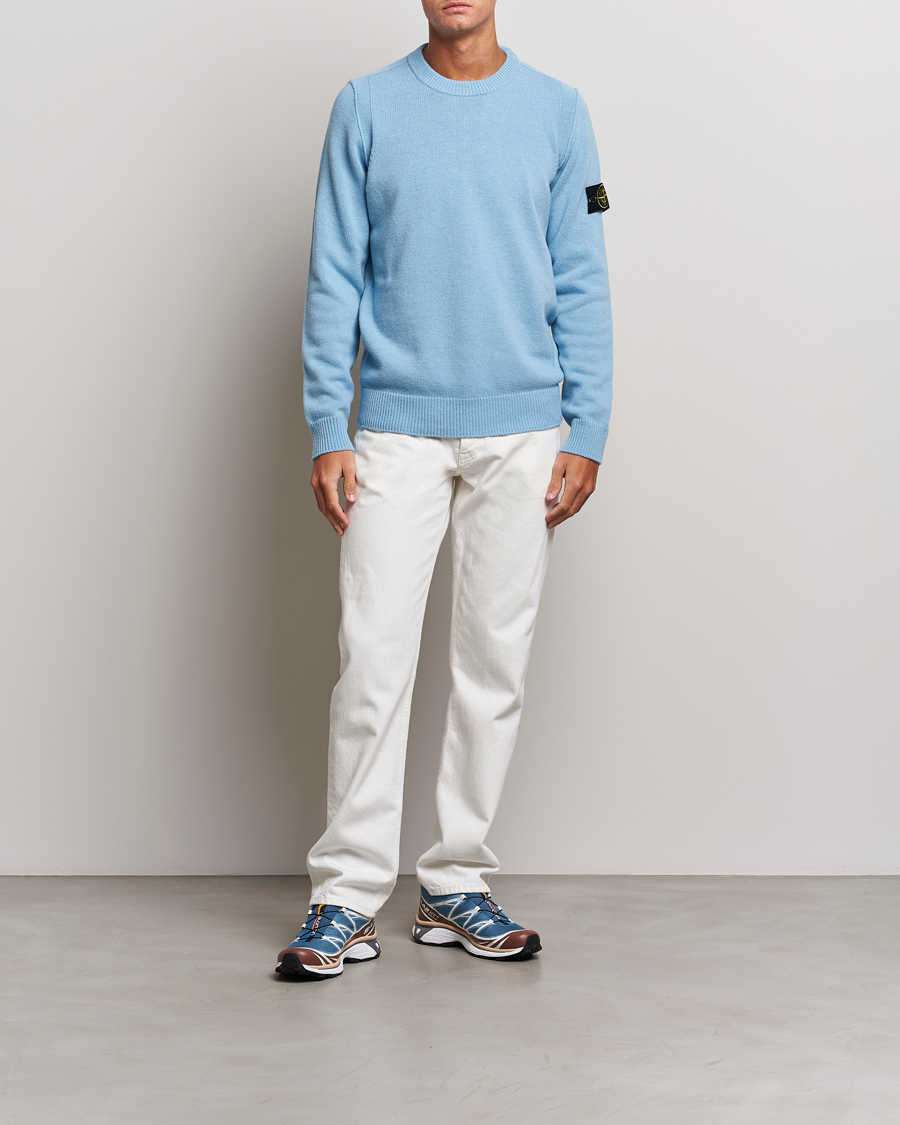 Herre | Trøjer | Stone Island | Knitted Lambwool Sweater Sky Blue