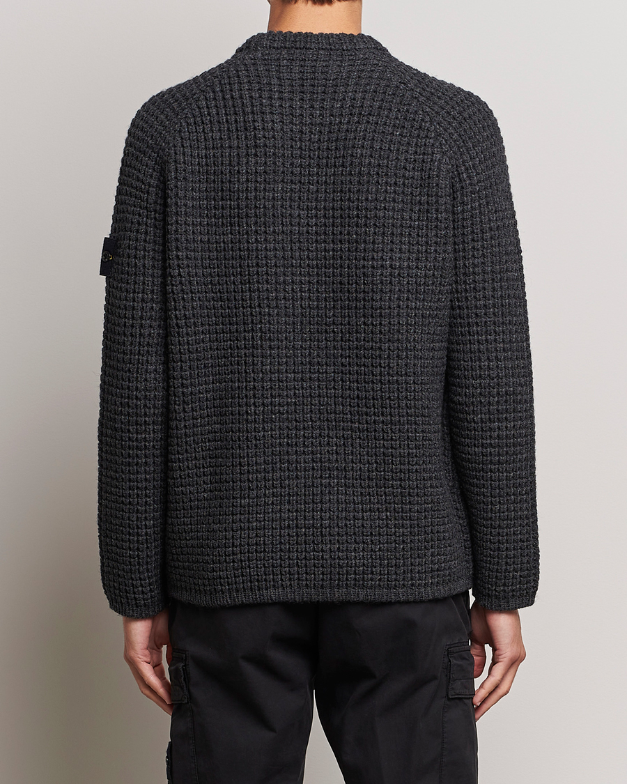 Herre | Trøjer | Stone Island | Structured Knitted Pure Wool Sweater Melange Charcoal