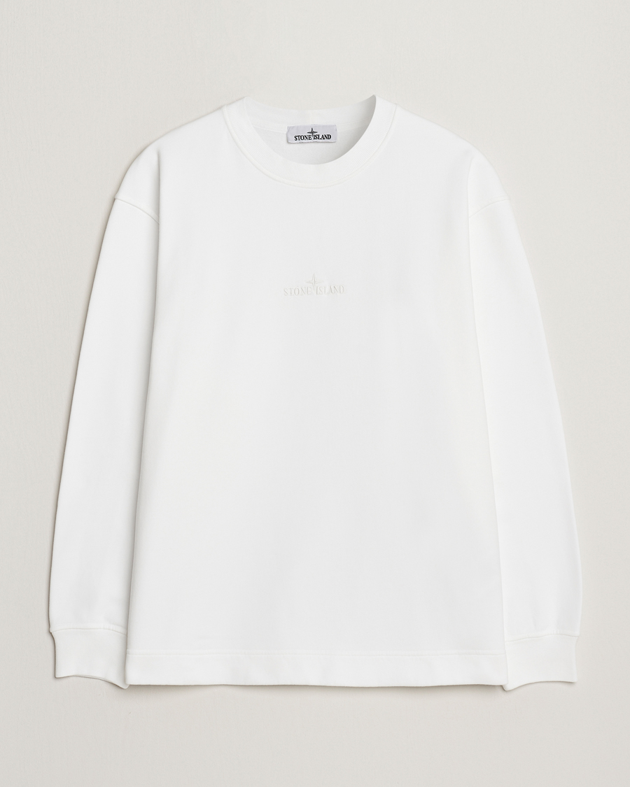 Herre | Trøjer | Stone Island | Garment Dyed Fleece Logo Sweatshirt White