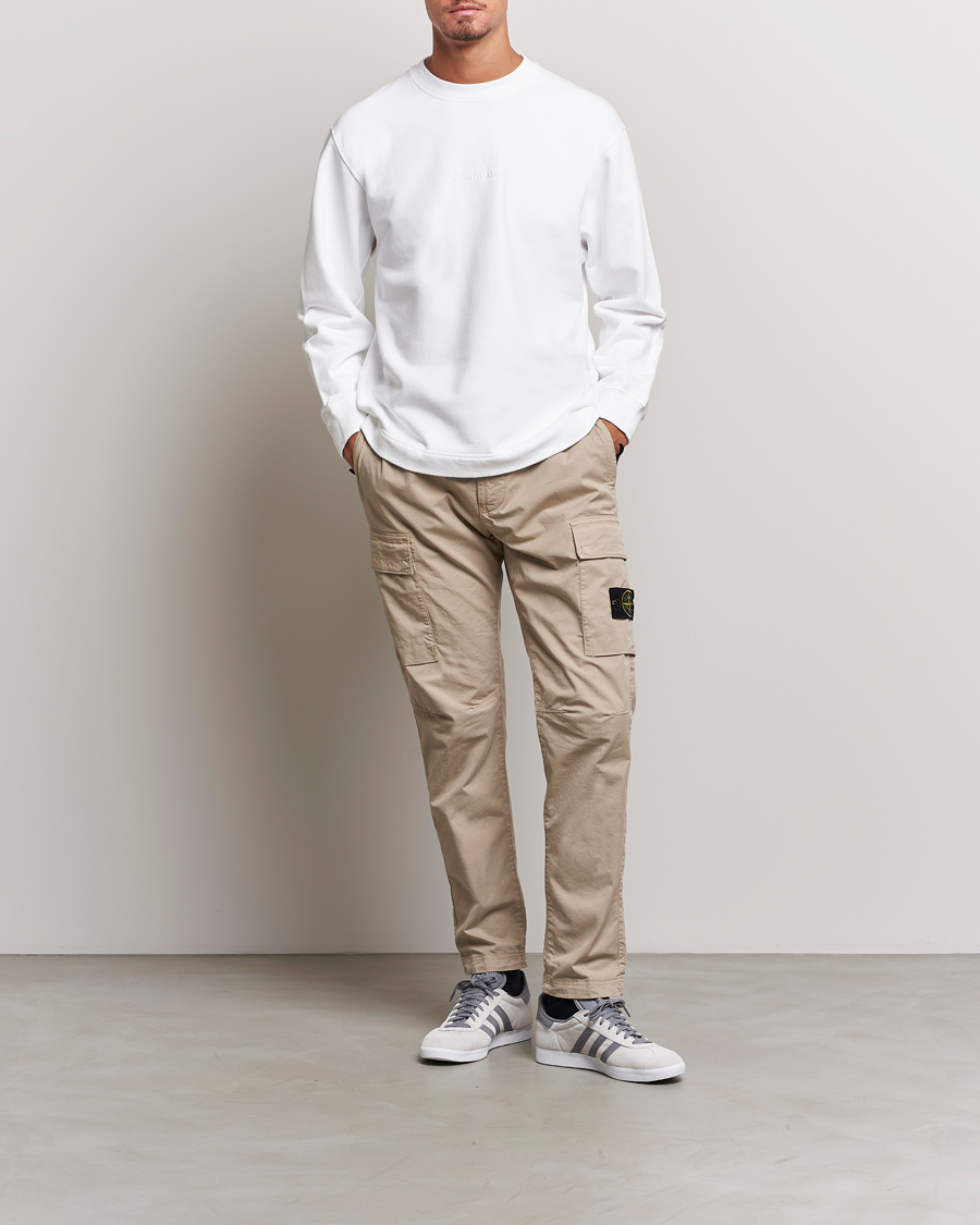 Herre | Trøjer | Stone Island | Garment Dyed Fleece Logo Sweatshirt White