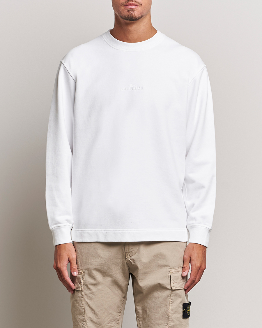 Herre | Trøjer | Stone Island | Garment Dyed Fleece Logo Sweatshirt White