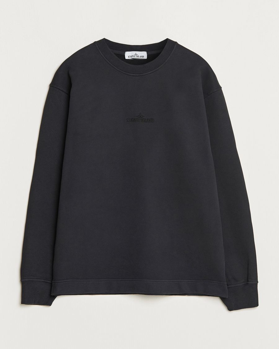 Herre | Trøjer | Stone Island | Garment Dyed Fleece Logo Sweatshirt Black