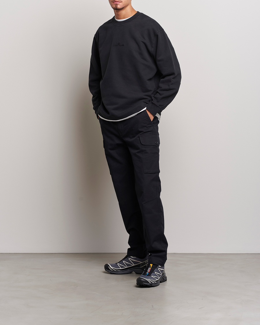 Herre | Trøjer | Stone Island | Garment Dyed Fleece Logo Sweatshirt Black