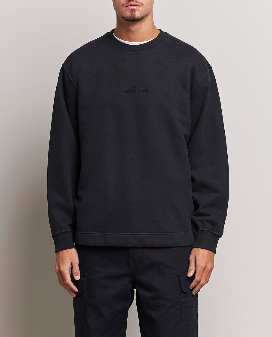 Herre | Sweatshirts | Stone Island | Garment Dyed Fleece Logo Sweatshirt Black