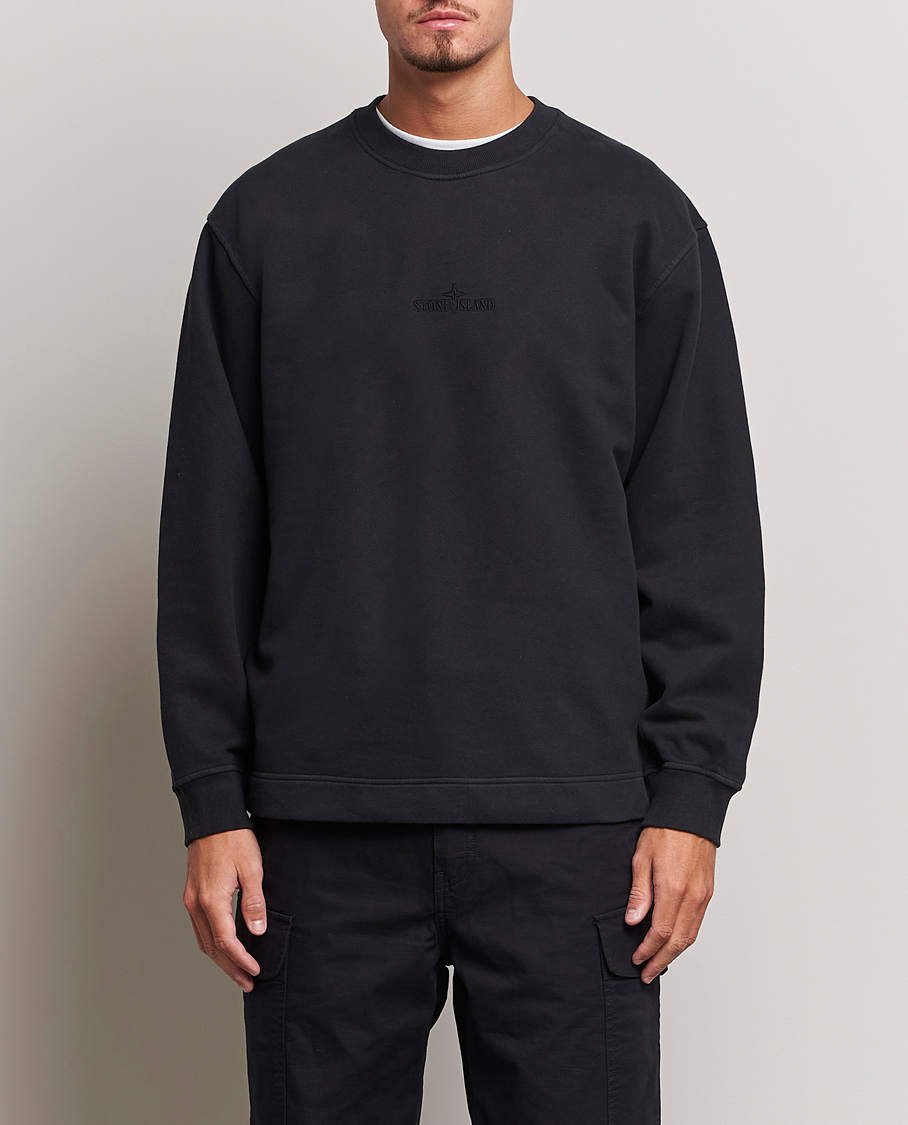 Herre | Trøjer | Stone Island | Garment Dyed Fleece Logo Sweatshirt Black