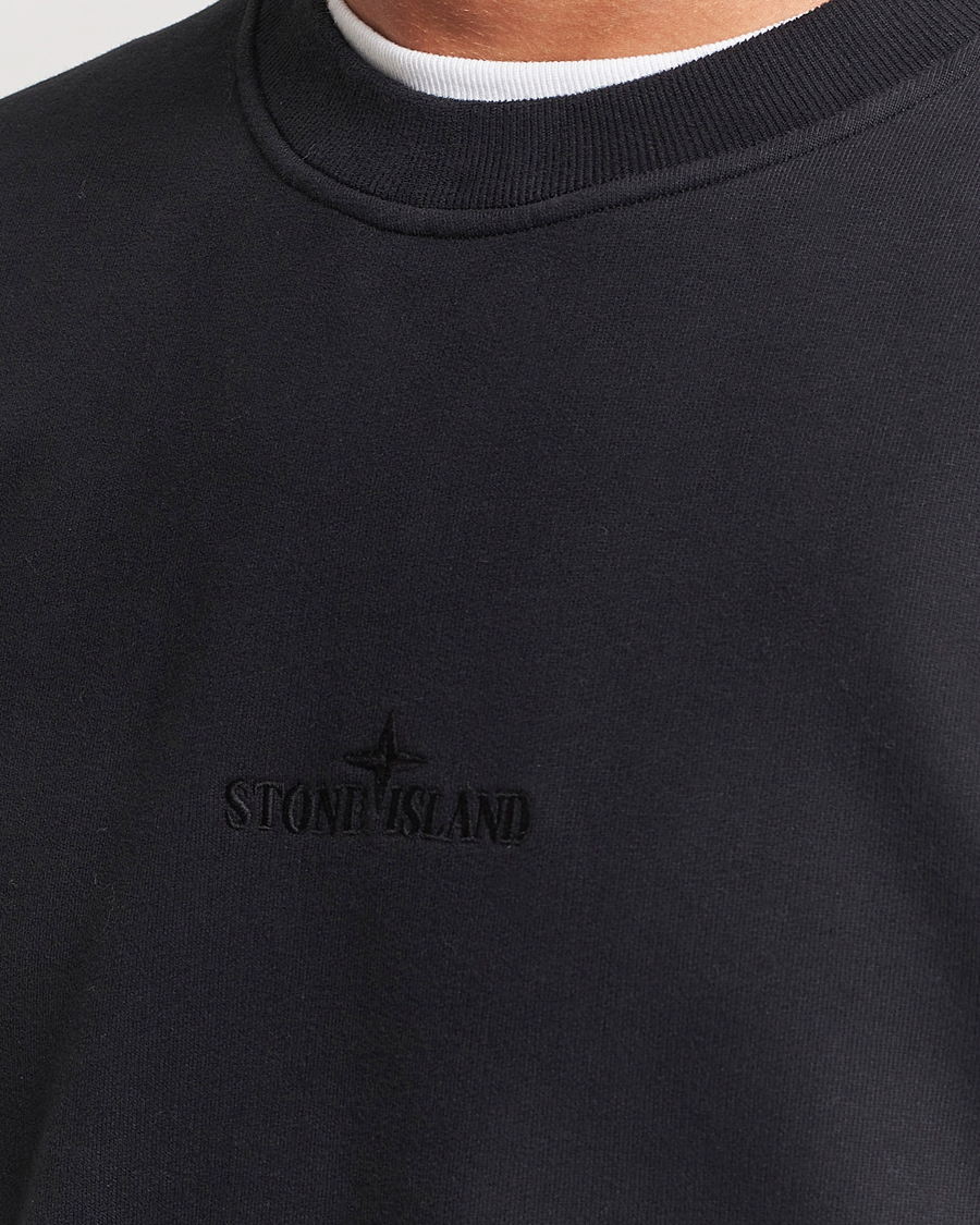 Herre | Trøjer | Stone Island | Garment Dyed Fleece Logo Sweatshirt Black