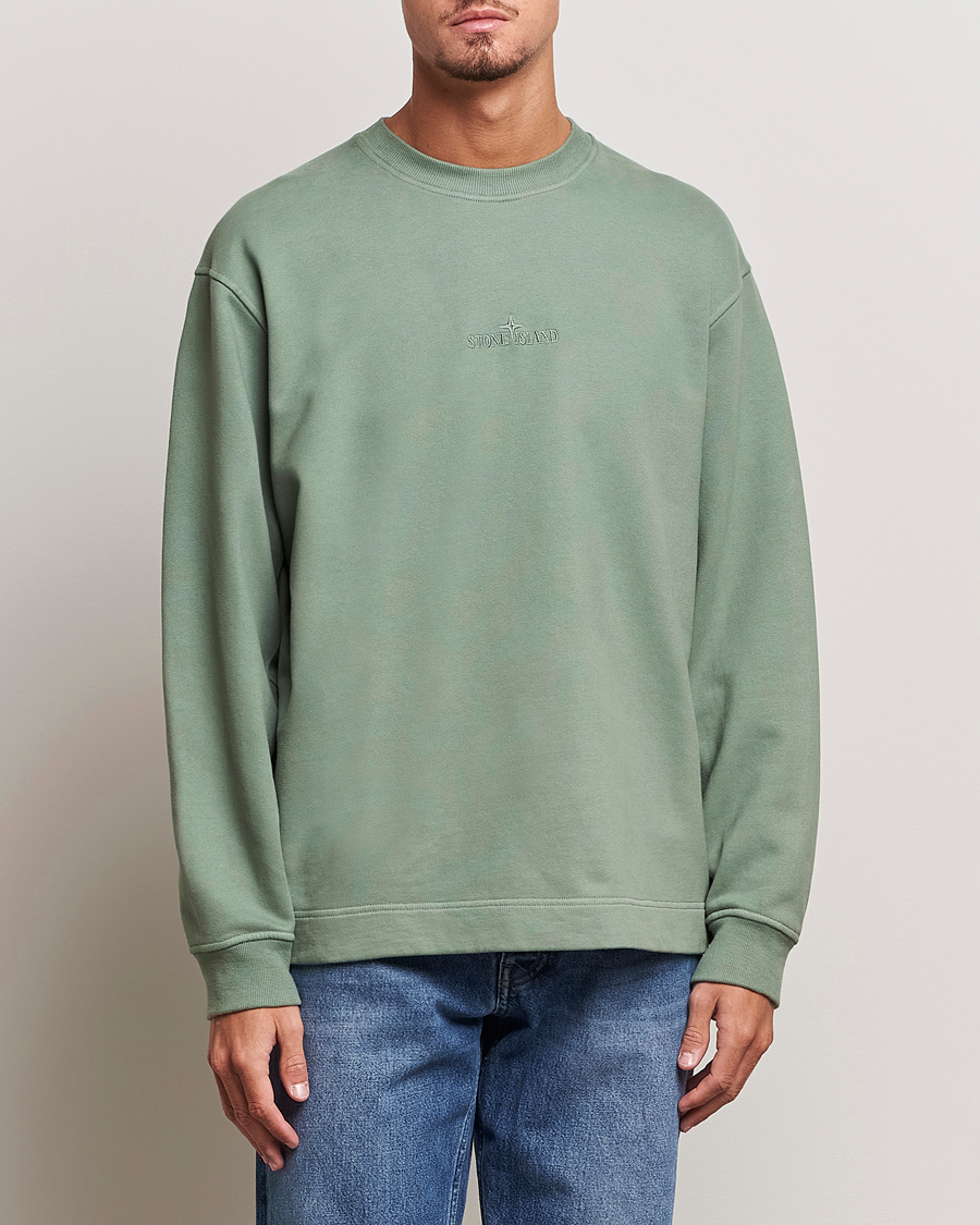 Herre | Trøjer | Stone Island | Garment Dyed Fleece Logo Sweatshirt Sage