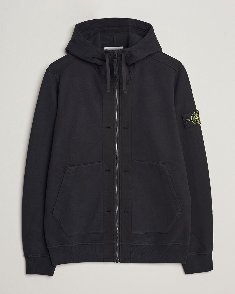 Herre | Trøjer | Stone Island | Garment Dyed Fleece Hooded Full Zip Black