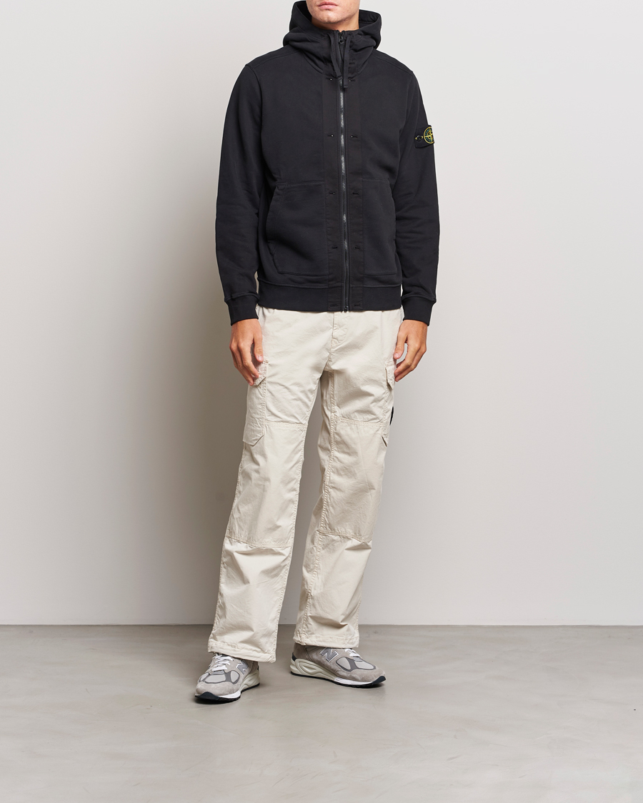 Herre | Trøjer | Stone Island | Garment Dyed Fleece Hooded Full Zip Black