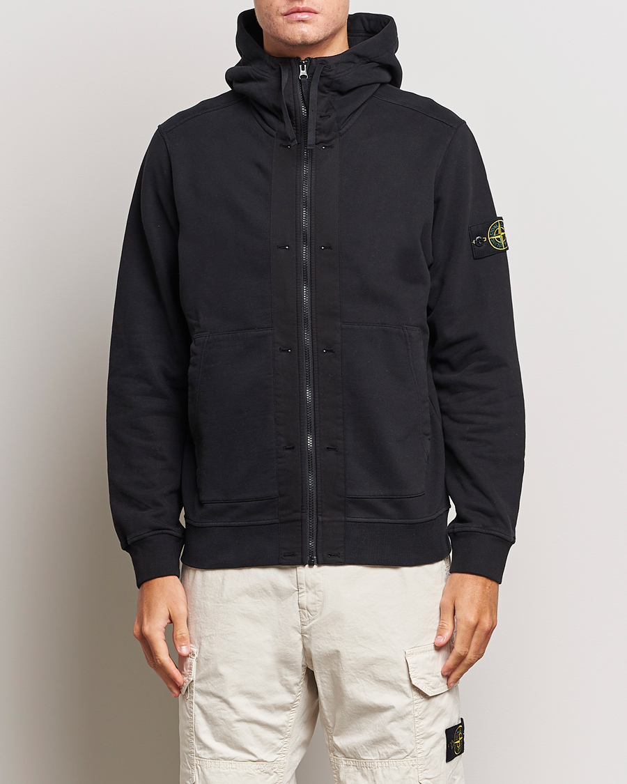 Herre | Trøjer | Stone Island | Garment Dyed Fleece Hooded Full Zip Black