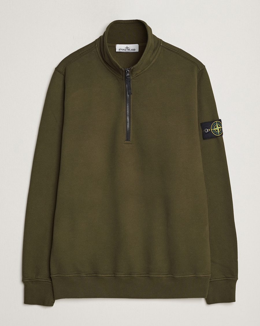 Herre | Trøjer | Stone Island | Garment Dyed Fleece Half Zip Olive