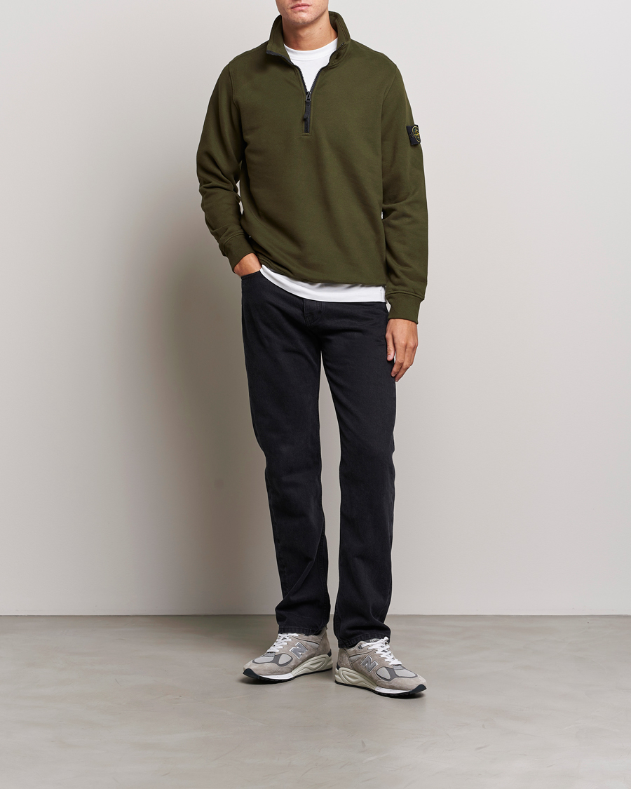 Herre | Trøjer | Stone Island | Garment Dyed Fleece Half Zip Olive