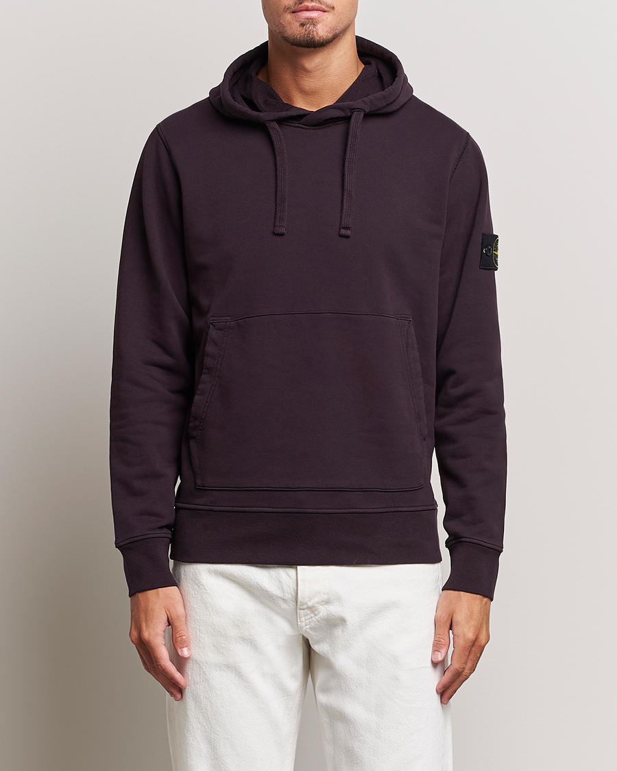 Herre | Trøjer | Stone Island | Garment Dyed Fleece Hood Dark Burgundy