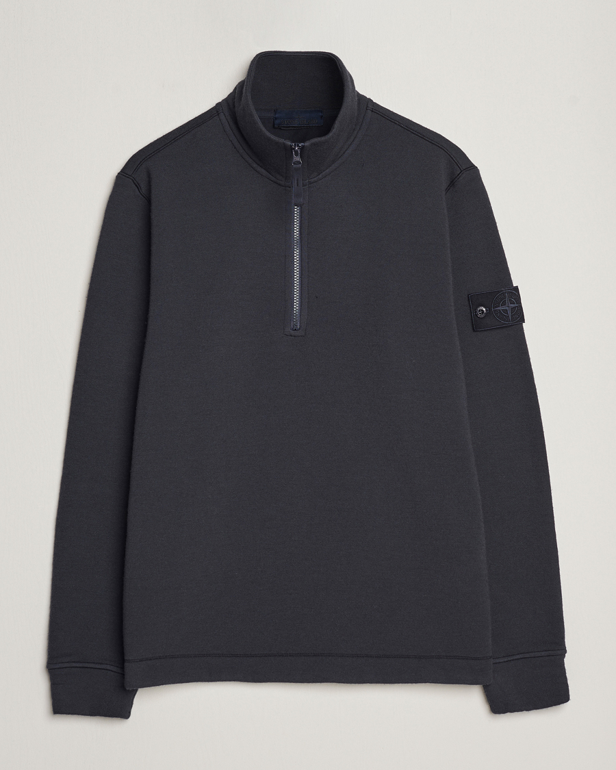 Herre | Trøjer | Stone Island | Ghost Piece Wool Fleece Half Zip Navy Blue
