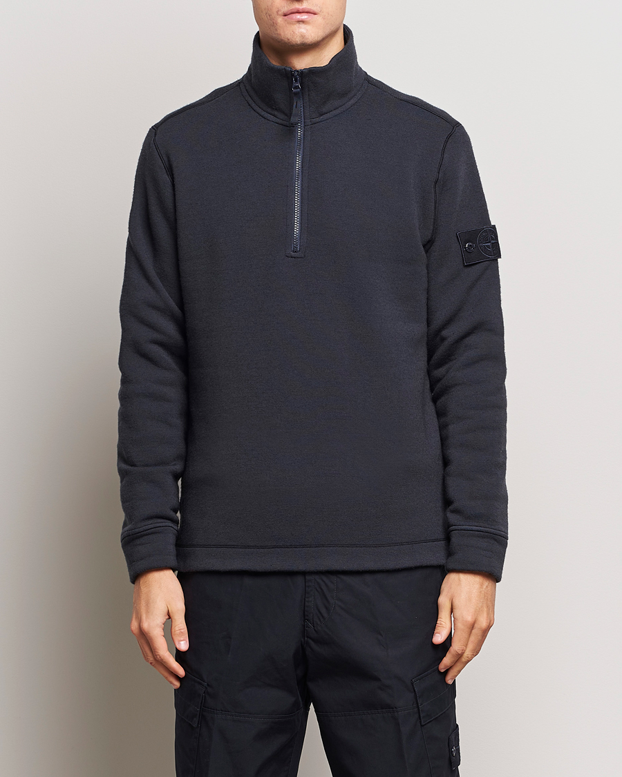 Herre | Trøjer | Stone Island | Ghost Piece Wool Fleece Half Zip Navy Blue