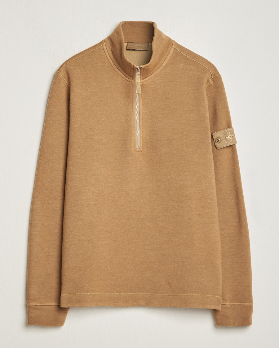 Herre | Trøjer | Stone Island | Ghost Piece Wool Fleece Half Zip Dark Beige