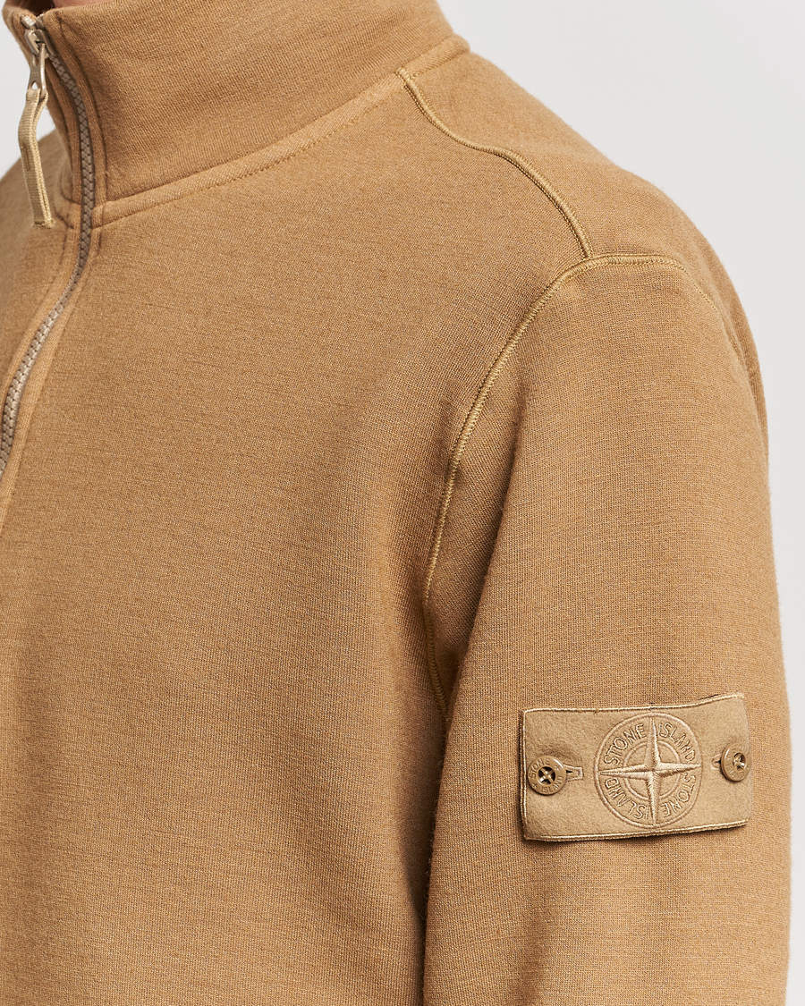 Herre | Trøjer | Stone Island | Ghost Piece Wool Fleece Half Zip Dark Beige