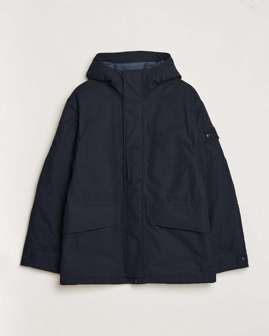 Herre | Jakker | Stone Island | Ghost Piece O-Ventile Hooded Parka Navy Blue