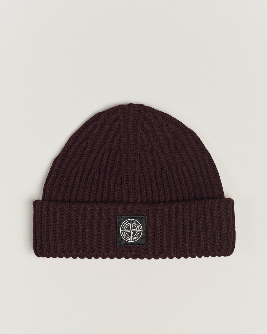 Herre | Stone Island Full Rib Wool Beanie Dark Burgundy | Stone Island | Full Rib Wool Beanie Dark Burgundy