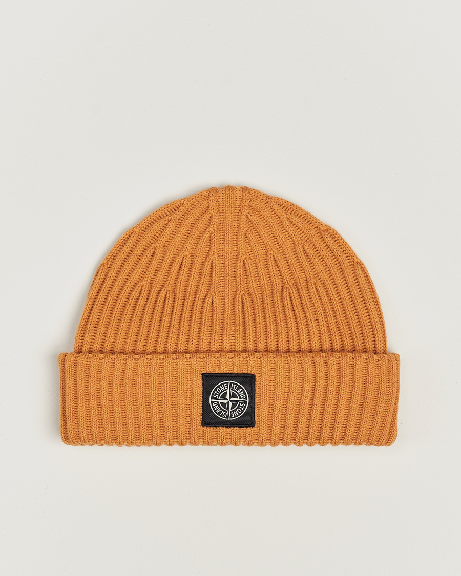 Herre | Stone Island Full Rib Wool Beanie Rust | Stone Island | Full Rib Wool Beanie Rust