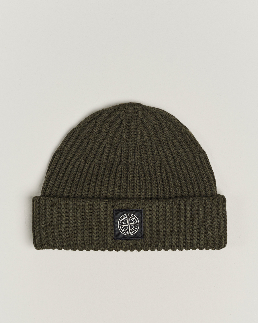 Herre | Stone Island Full Rib Wool Beanie Olive | Stone Island | Full Rib Wool Beanie Olive