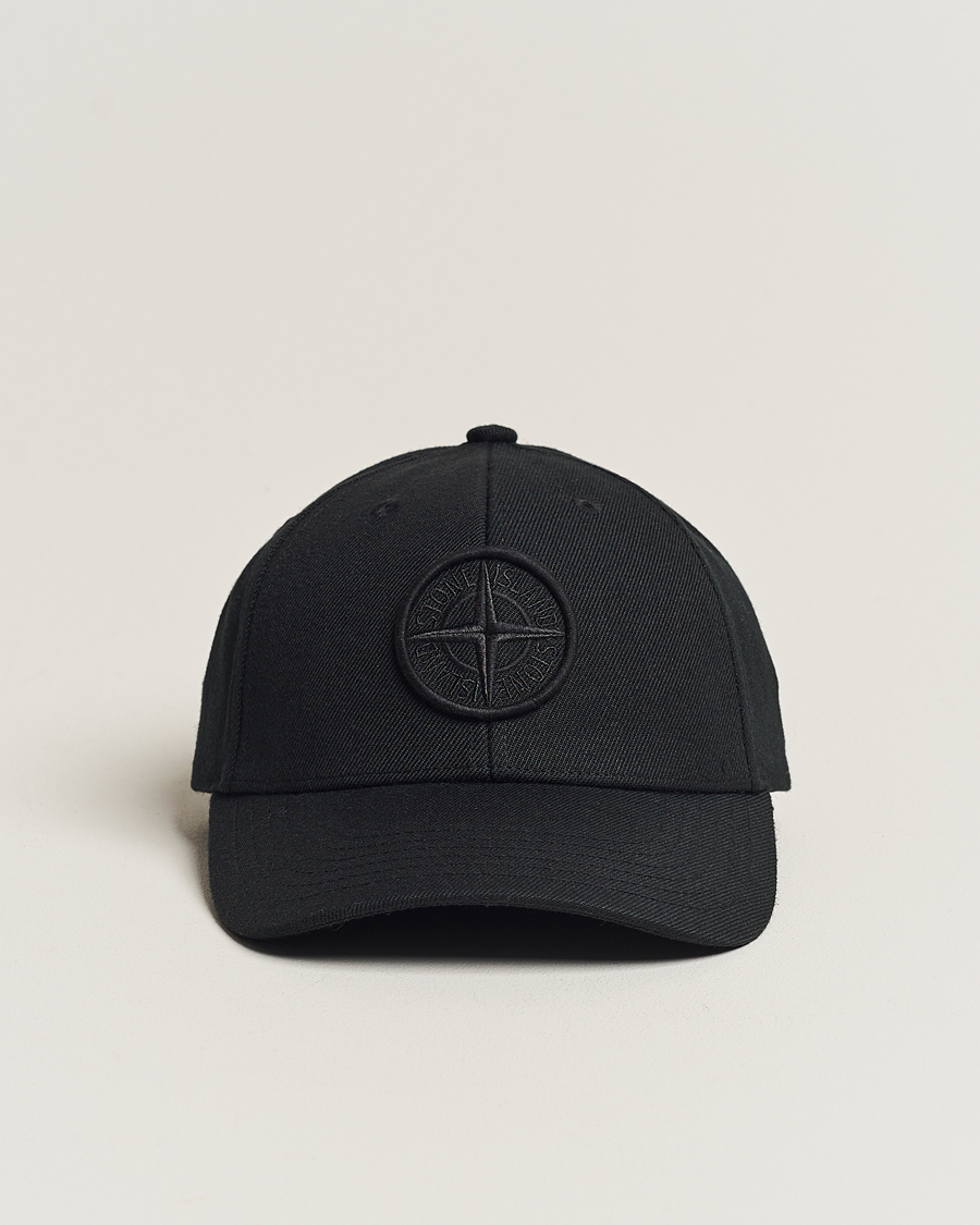 Herre | Stone Island Mix Wool Gabardine Cap Black | Stone Island | Mix Wool Gabardine Cap Black
