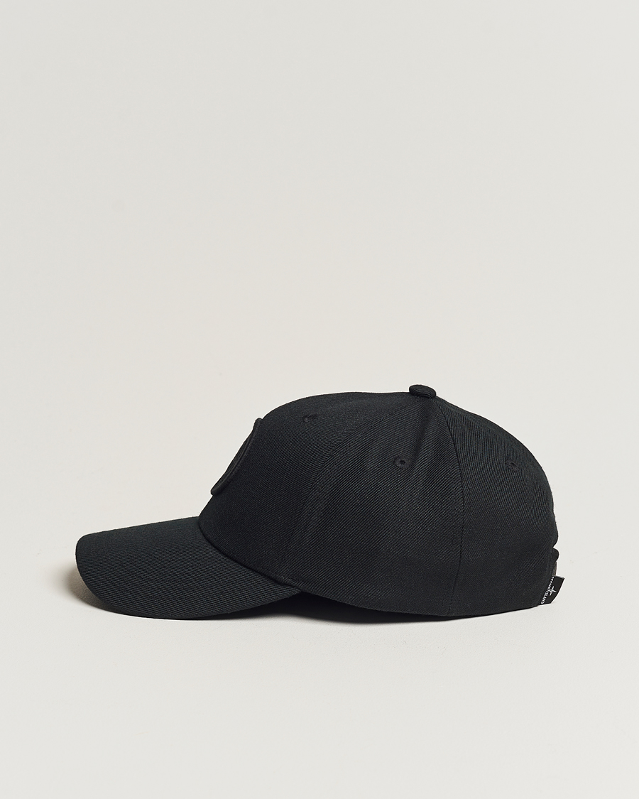 Herre | Stone Island Mix Wool Gabardine Cap Black | Stone Island | Mix Wool Gabardine Cap Black