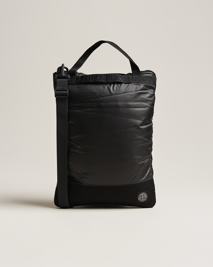 Herre | Stone Island Garment Dyed Mussola Gommata Canvas Tote Black | Stone Island | Garment Dyed Mussola Gommata Canvas Tote Black