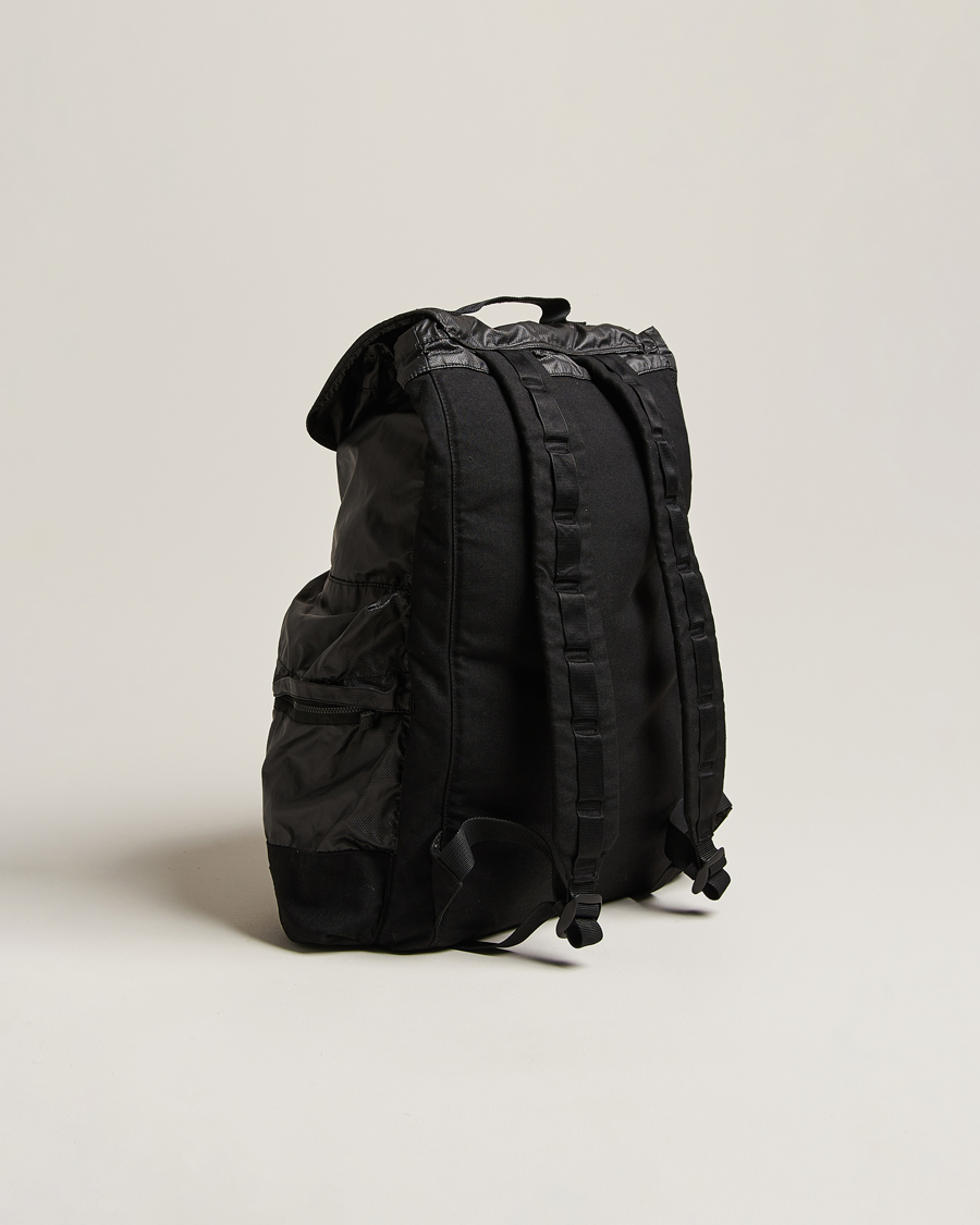 Herre | Stone Island Garment Dyed Mussola Gommata Canvas Backpack Black | Stone Island | Garment Dyed Mussola Gommata Canvas Backpack Black