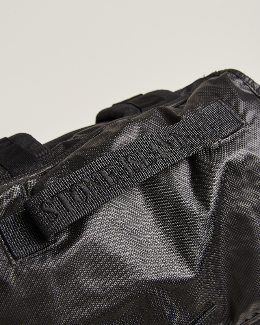 Herre | Stone Island Garment Dyed Mussola Gommata Canvas Backpack Black | Stone Island | Garment Dyed Mussola Gommata Canvas Backpack Black