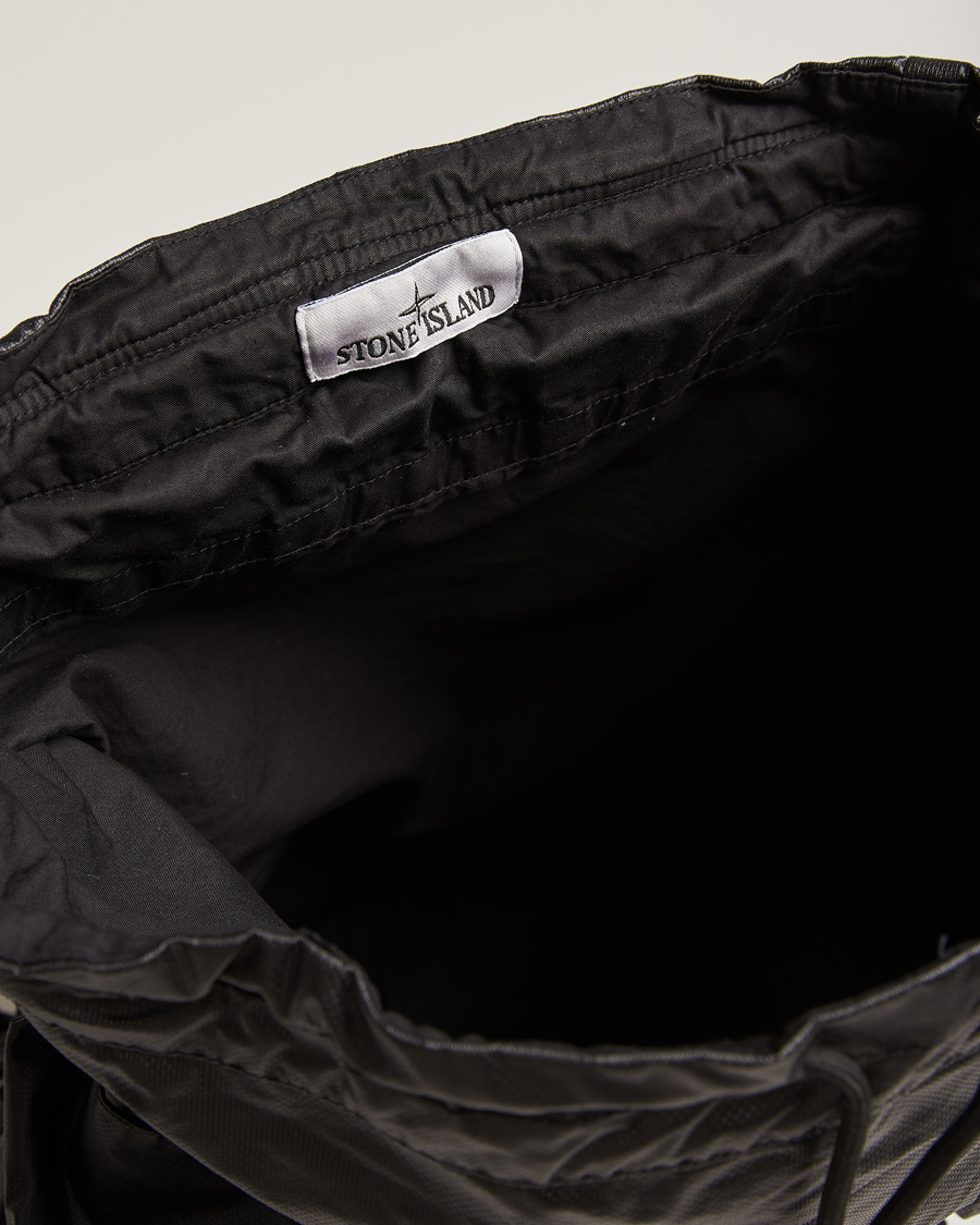 Herre | Stone Island Garment Dyed Mussola Gommata Canvas Backpack Black | Stone Island | Garment Dyed Mussola Gommata Canvas Backpack Black