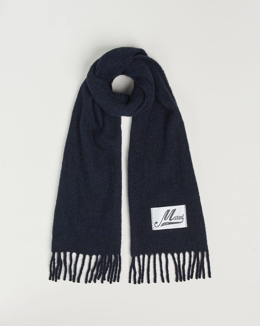 Herre | Marni Brushed Alpaca Scarf Blublack | Marni | Brushed Alpaca Scarf Blublack