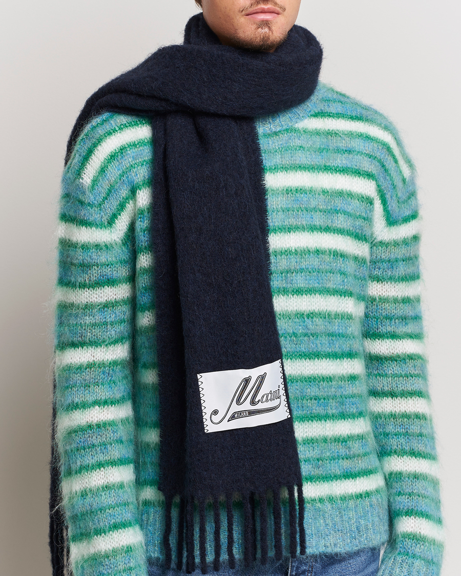 Herre | Marni Brushed Alpaca Scarf Blublack | Marni | Brushed Alpaca Scarf Blublack