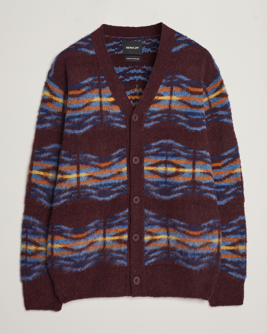 Herre | Trøjer | Howlin' | Brushed Wool Pattern Cardigan Bordeaux